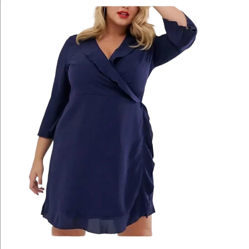 Outrageous Fortune Wrap Dress Navy Blue Sz 16 NWT